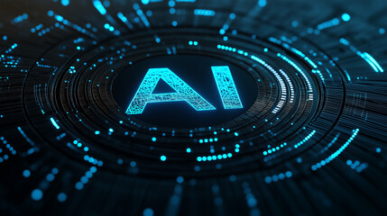 AI network visualization with digital blue light effects in futuristic design

