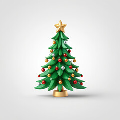 Fototapeta premium 3d icon of Christmas tree decorative elements in a white background