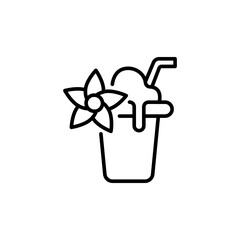 Vanilla milkshake outline icons, minimalist vector illustration ,simple transparent graphic element .Isolated on white background