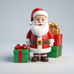 3d Icon of Christmas gift with decorative colorful elements in a white background