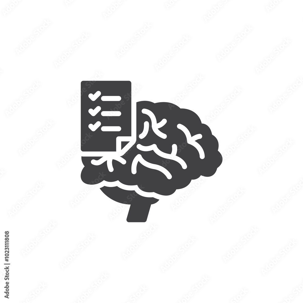 Poster brain with a checklist vector icon