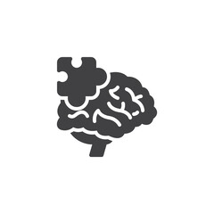 Brain with a puzzle piece vector icon