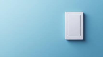 White light switch on blue wall, minimalist design