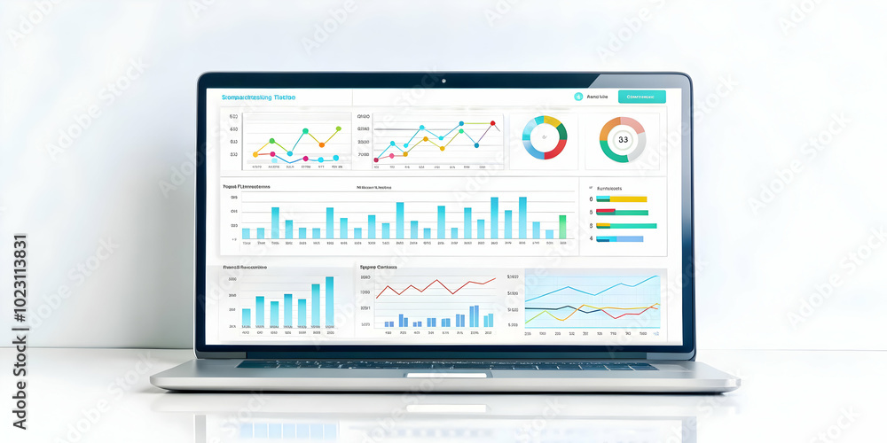 Poster flat glowing abstract marketing icons with vibrant gradient background - captivating visuals of mode