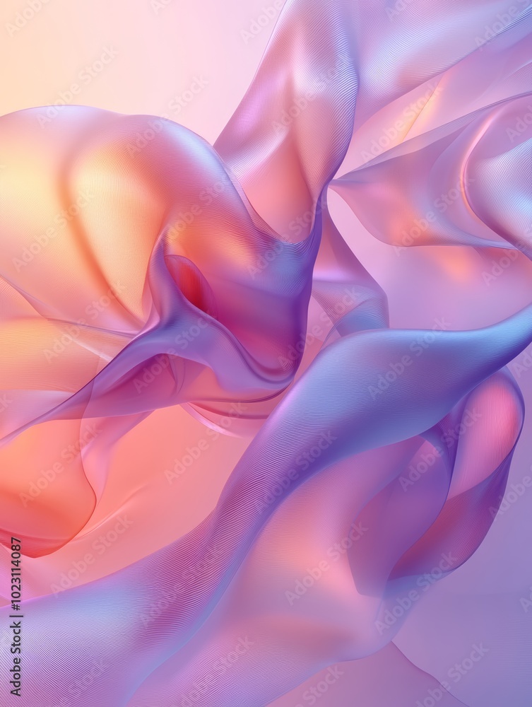 Poster abstract colorful fabric flowing in soft pastel tones, creating a serene mood.