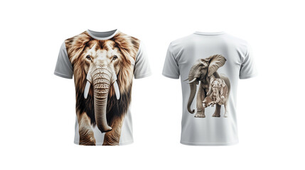 Plain t-shirt mockup template showing a detailed front and back view of various animal designs, png file, polo shirt, t-shirt mockup design template, t-shirt, t-shirt mo , on a transparent backgrounds