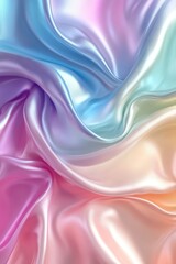 Obraz premium Soft, flowing silk fabric showcasing a blend of pastel colors in smooth waves.