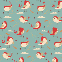 Adorable doodle birds pattern perfect for backgrounds wallpapers and fabric designs