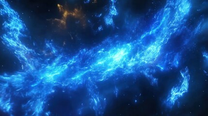 Obraz premium A vibrant cosmic scene depicting swirling blue energy in a dark space backdrop.