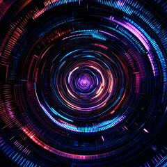 Obraz premium Cybernetic space-time tunnel, ultra-fast data transfer. 5G network.