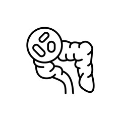 Probiotic colon outline icons, minimalist vector illustration ,simple transparent graphic element .Isolated on white background