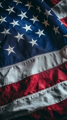 American flag, gently waving with open space for text, dynamic and colorful, clear lighting, patriotic tone