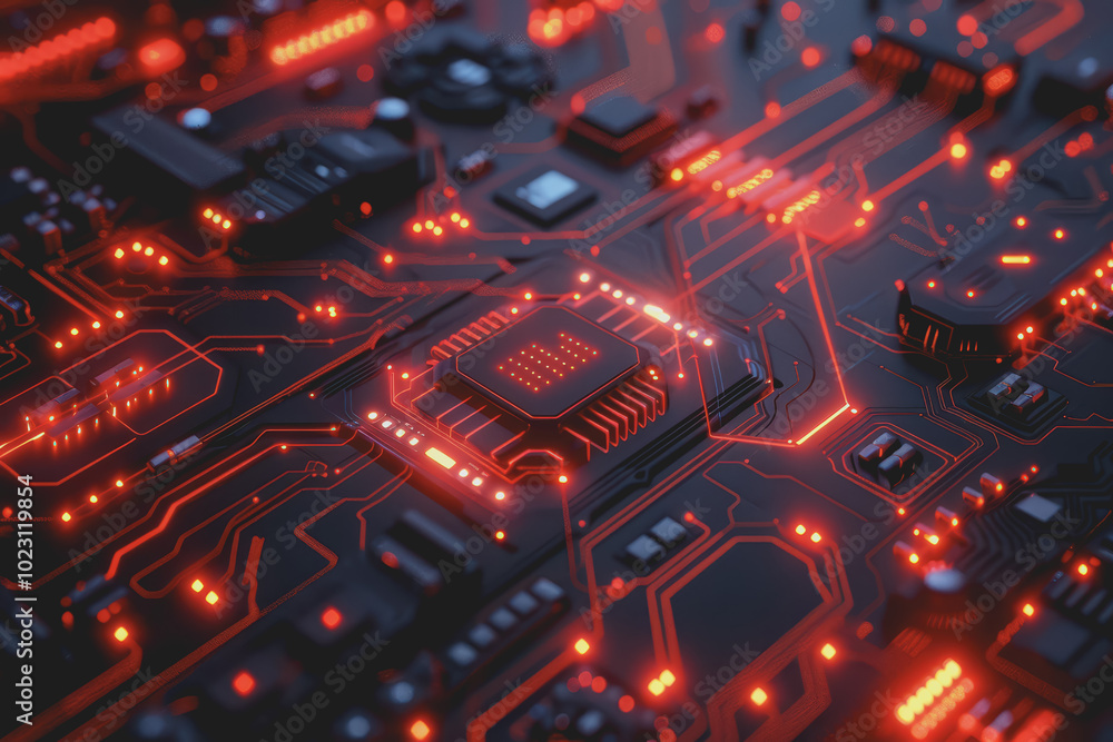 Poster abstract circuit board futuristic technology processing background.