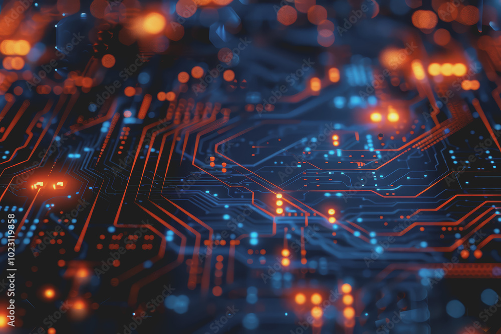 Poster abstract circuit board futuristic technology processing background.