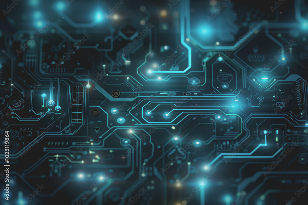 Poster abstract circuit board futuristic technology processing background.