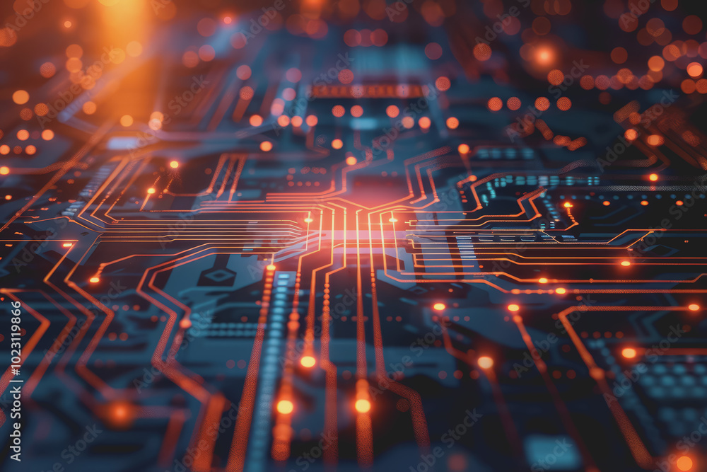 Poster abstract circuit board futuristic technology processing background.