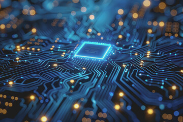 Abstract circuit board futuristic technology processing background.