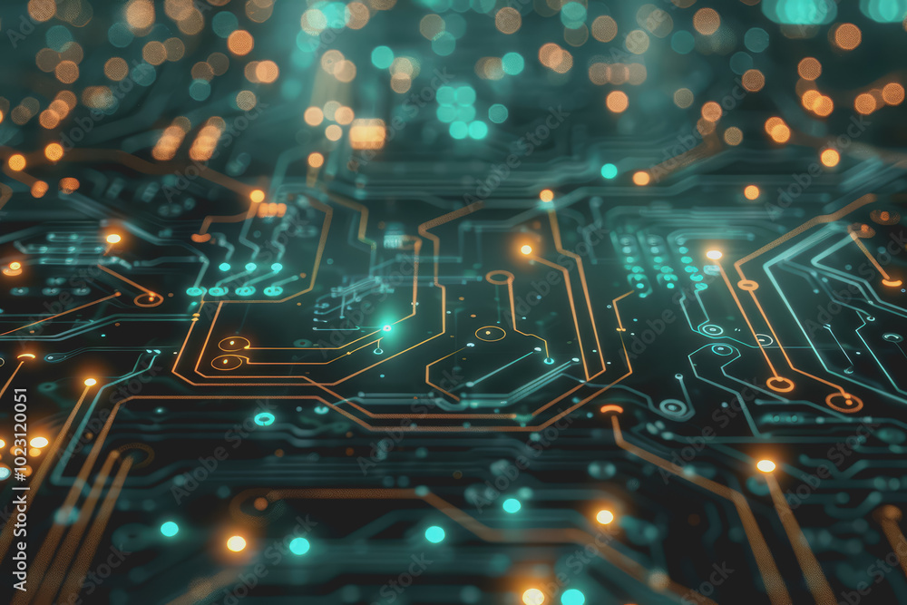 Poster abstract circuit board futuristic technology processing background.