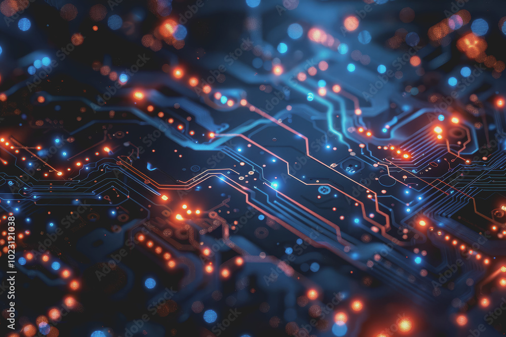 Poster abstract circuit board futuristic technology processing background.