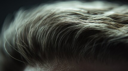 Close-up shot of thinning hair on the crown, displaying scalp details and hair texture.