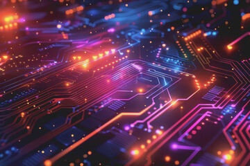 Abstract circuit board futuristic technology processing background.