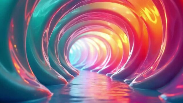 Abstract technology geometric tunnel moving. Tunnel concept of artificial intelligent, virtual reality