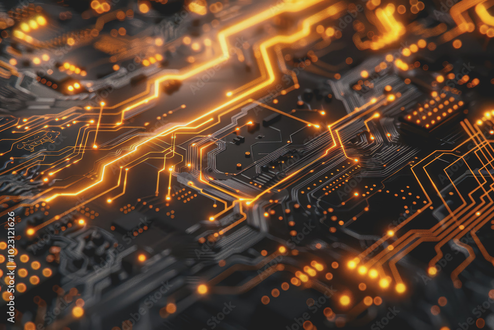 Poster abstract circuit board futuristic technology processing background.