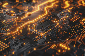 Obraz premium Abstract circuit board futuristic technology processing background.