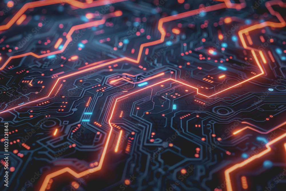 Poster abstract circuit board futuristic technology processing background.