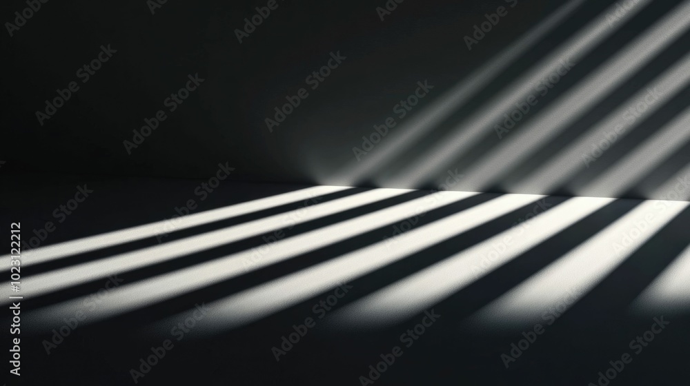 Poster dramatic geometric light ray formations casting deep shadows and creating a high contrast modern art