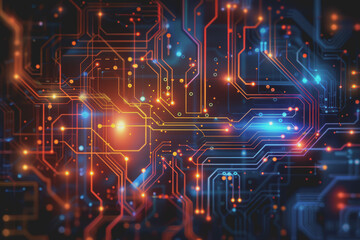 Obraz premium Abstract circuit board futuristic technology processing background.