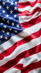 American flag with space for text, soft lighting, clean and professional design, patriotic, elegant folds of the flag, vivid and bold colors, perfect for posters or presentations