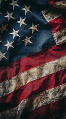 American flag with space for text, soft lighting, clean and professional design, patriotic, elegant folds of the flag, vivid and bold colors, perfect for posters or presentations
