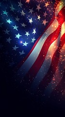 background showcasing the American flag with ample space for text, classic and clean design, bold colors, patriotic feel, bright light enhancing the flag, perfect for banners or advertisements