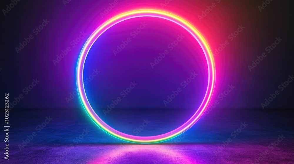 Aufkleber interlocking rings of bright vivid neon lights in a range of captivating colors creating a dynamic e