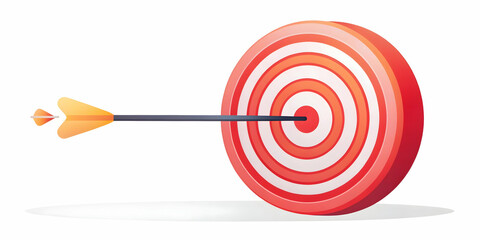Dynamic Flat Glowing Target Illustration: Precision Marketing Arrows Hitting Bullseye - Abstract Vector for Smart Business Strategies