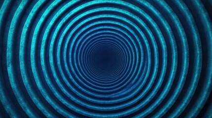 A captivating and hypnotic image showcasing a spiral tunnel of mesmerizing neon light patterns pulsing in deep blue and green tones