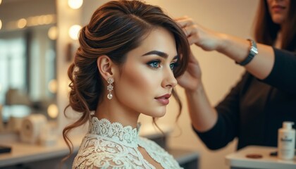 An Elegant Bride Preparing for Her Special Day, Surrounded by Beauty and Love Starting Her Journey