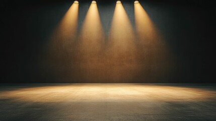Obraz premium Elegant stage lighting with subtle gradients warm golden tones and a luxurious refined ambiance creating a deep captivating depth of field for a mesmerizing performance or event setting