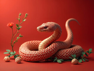 Fototapeta premium Chinese New Year 2025, the snake zodiac sign, horoscope, Banner, copy space