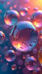 Vibrant Colorful Bubbles Floating Surreal Abstract Background Light Reflections