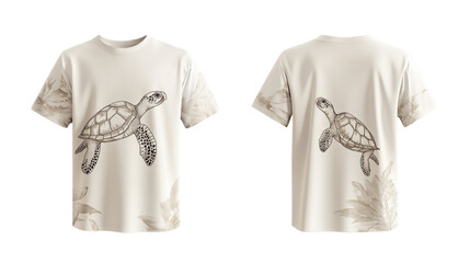 A plain t-shirt mockup template with front and back, a turtle design vision, turtle, png file, polo shirt, t-shirt model template, t-shirt mockup, template, on a transparent backgrounds