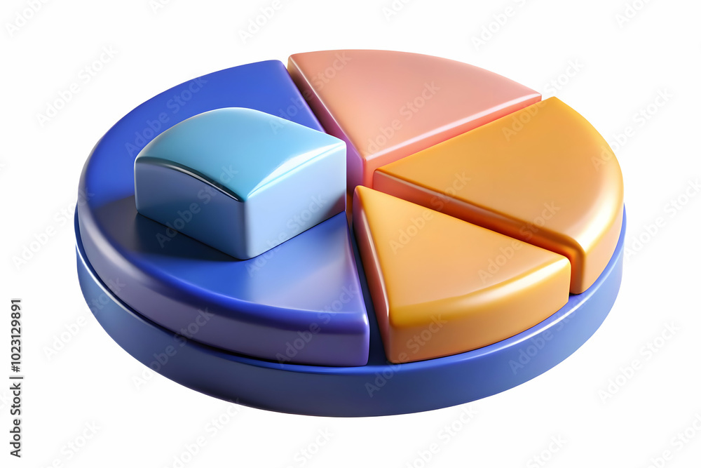 Poster glowing abstract pie chart with highlighted marketing segments - emphasizing segmentation in marketi