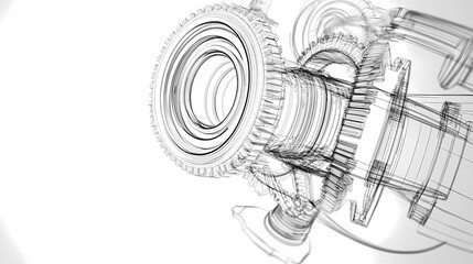 Obraz premium Sketch of industrial equipment. Wire-frame style. 3d illustration