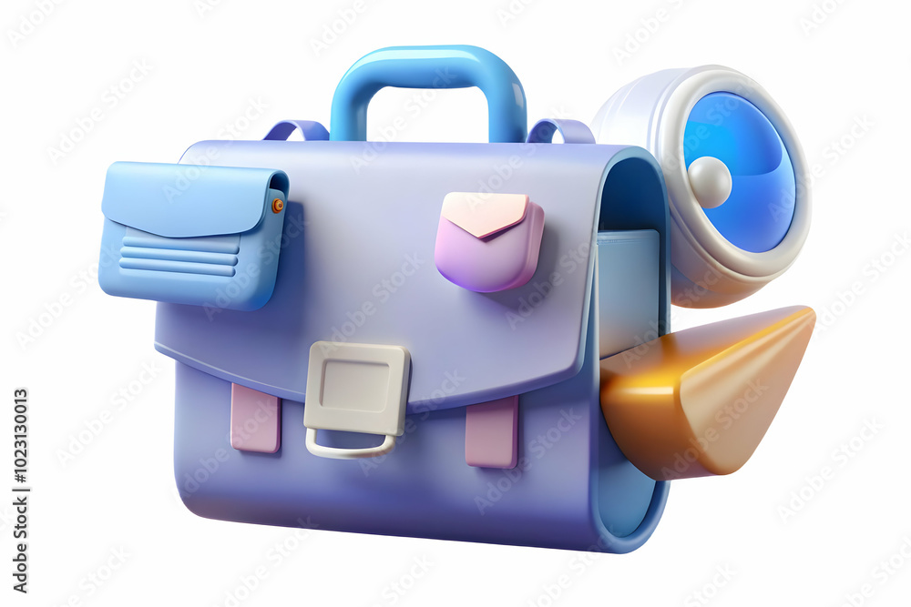 Aufkleber glowing abstract briefcase concept with floating marketing documents - a dynamic representation of s