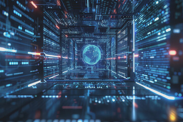 Obraz premium Computer programming code scripts augmented reality hologram.