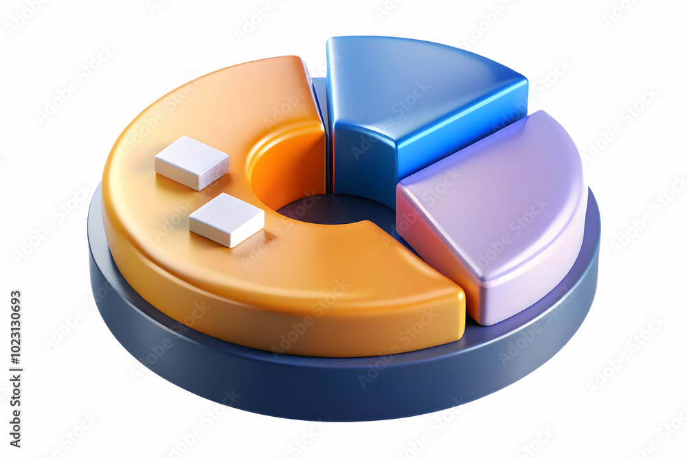 Aufkleber glowing abstract pie chart with highlighted marketing segments - concept image emphasizing strategic