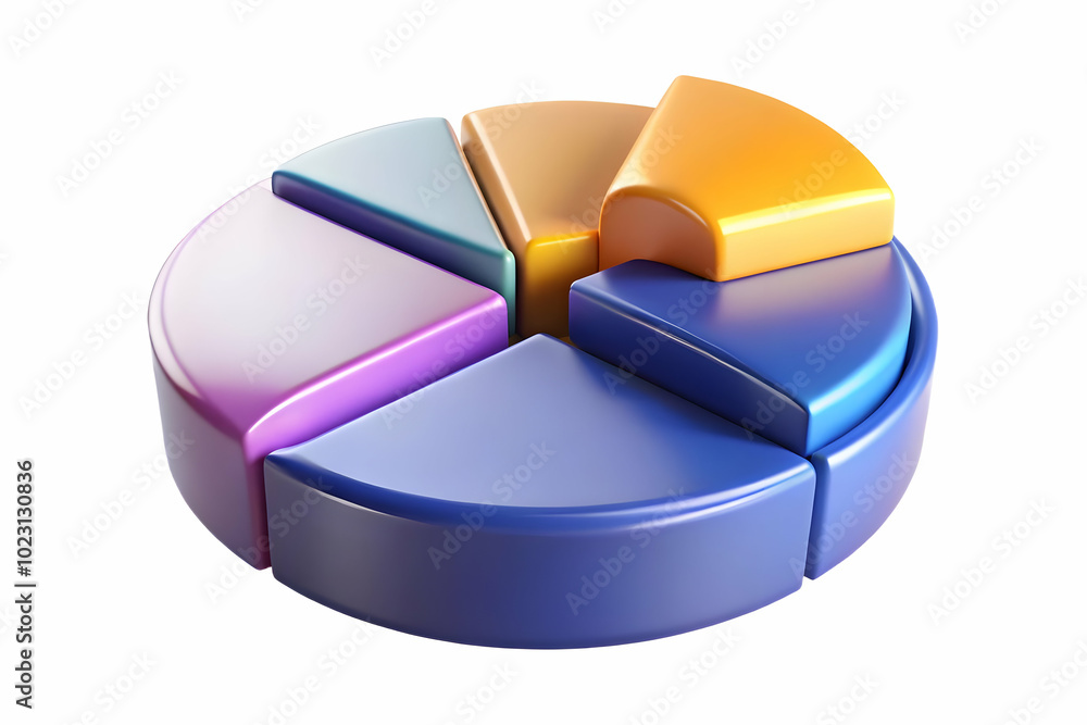 Poster glowing abstract marketing pie chart with highlighted segments: a visual concept showcasing targeted