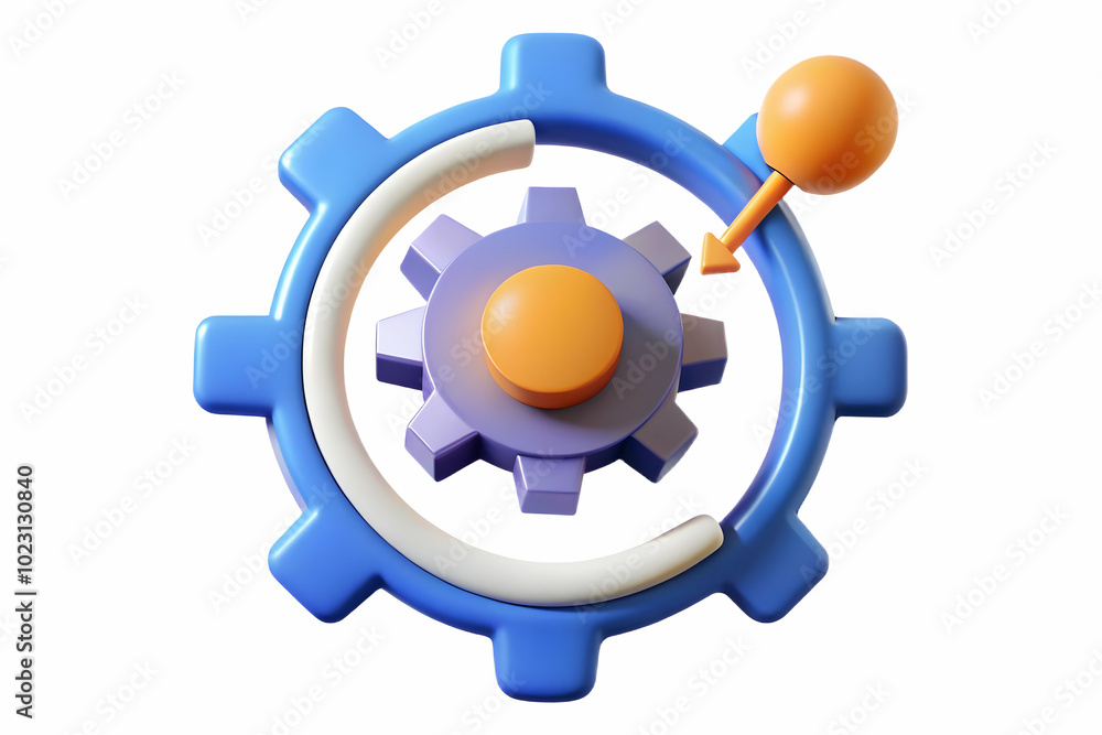 Aufkleber flat glowing abstract marketing gear with interconnected cogs turning - a sleek vector illustration 