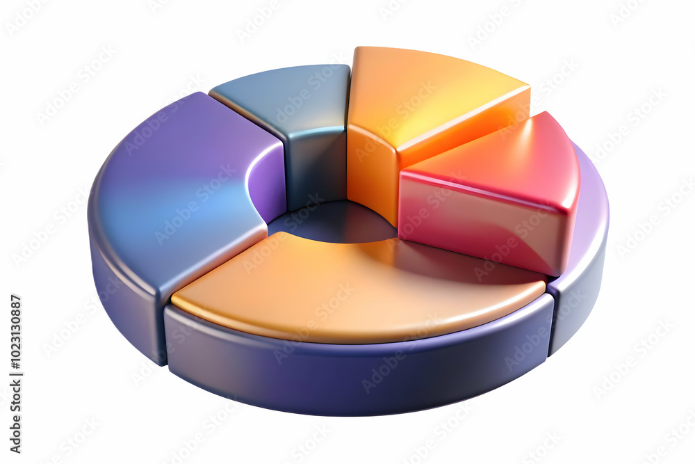 Poster glowing abstract marketing pie chart with highlighted segments: a vibrant, dynamic visualization for